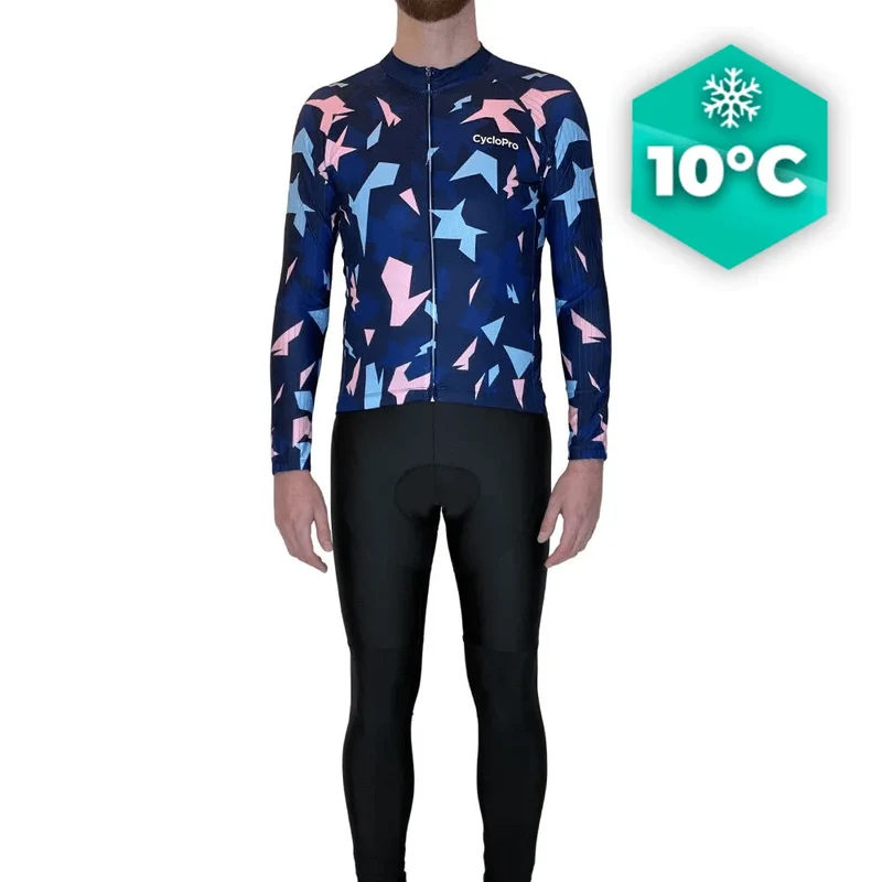 Tenue cycliste automne Rose et bleue - Origami