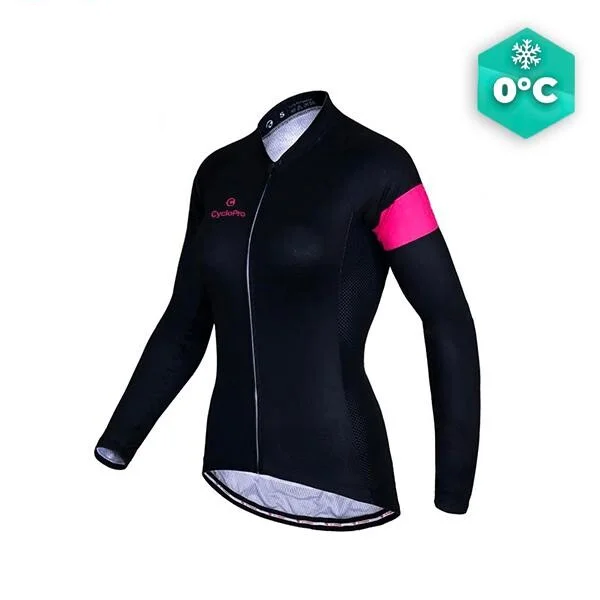 MAILLOT LONG DE CYCLISME ROSE - HIVER - ÉLÉGANCE+