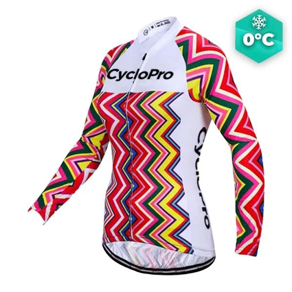 MAILLOT LONG DE CYCLISME ROSE - HIVER - MOSAIQUE+