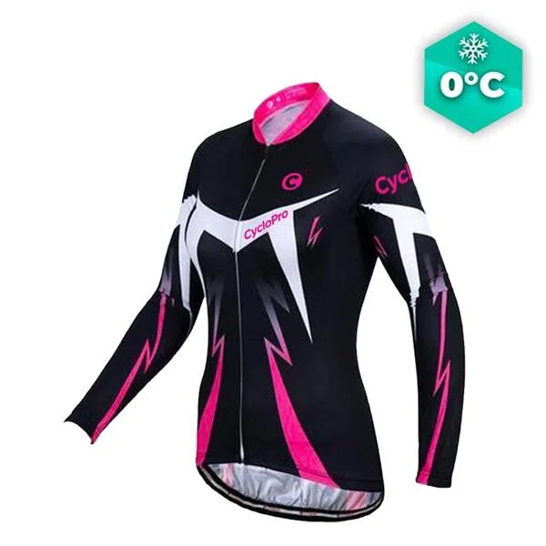 MAILLOT LONG DE CYCLISME ROSE - HIVER - CONFORT+