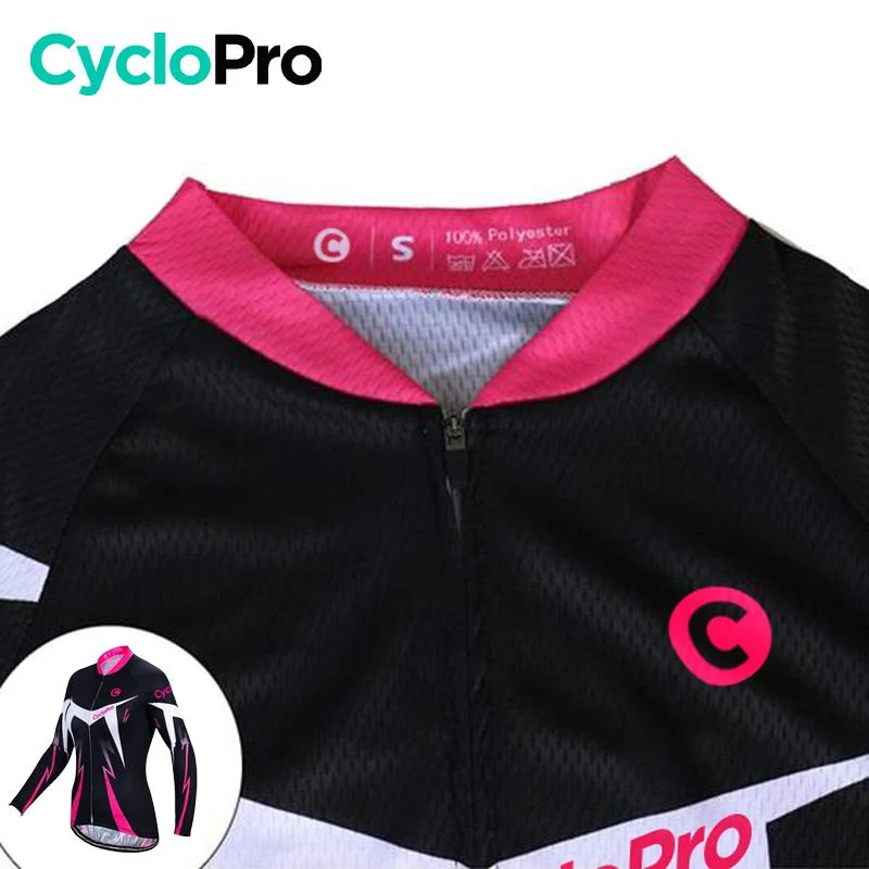 MAILLOT LONG DE CYCLISME ROSE - HIVER - CONFORT+