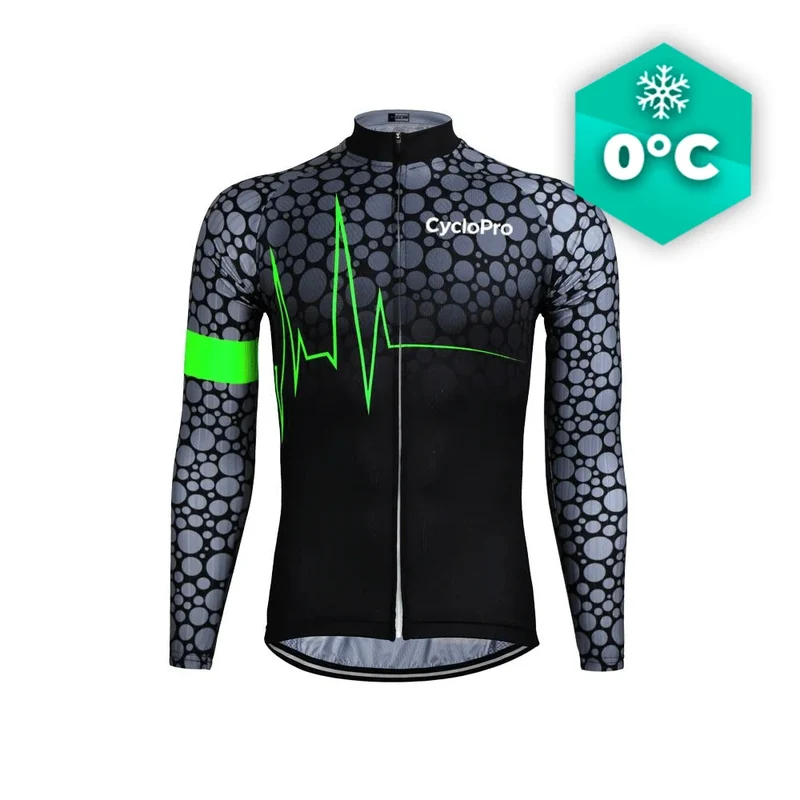 MAILLOT LONG DE CYCLISME VERT - HIVER - PULSATION+