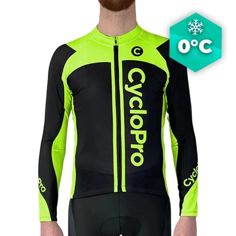 MAILLOT LONG DE CYCLISME VERT - HIVER - FLASH+