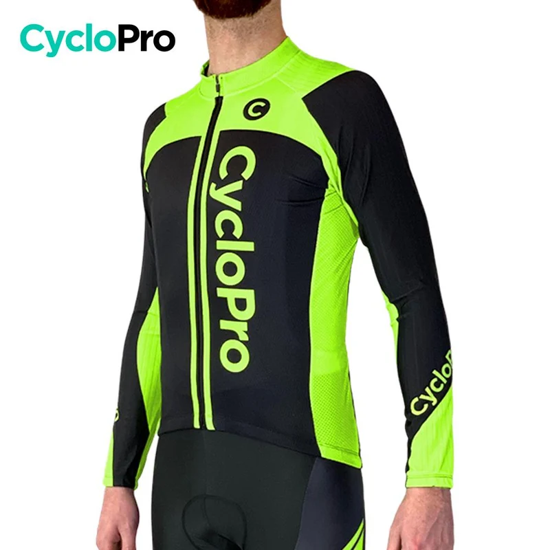 MAILLOT LONG DE CYCLISME VERT - HIVER - FLASH+