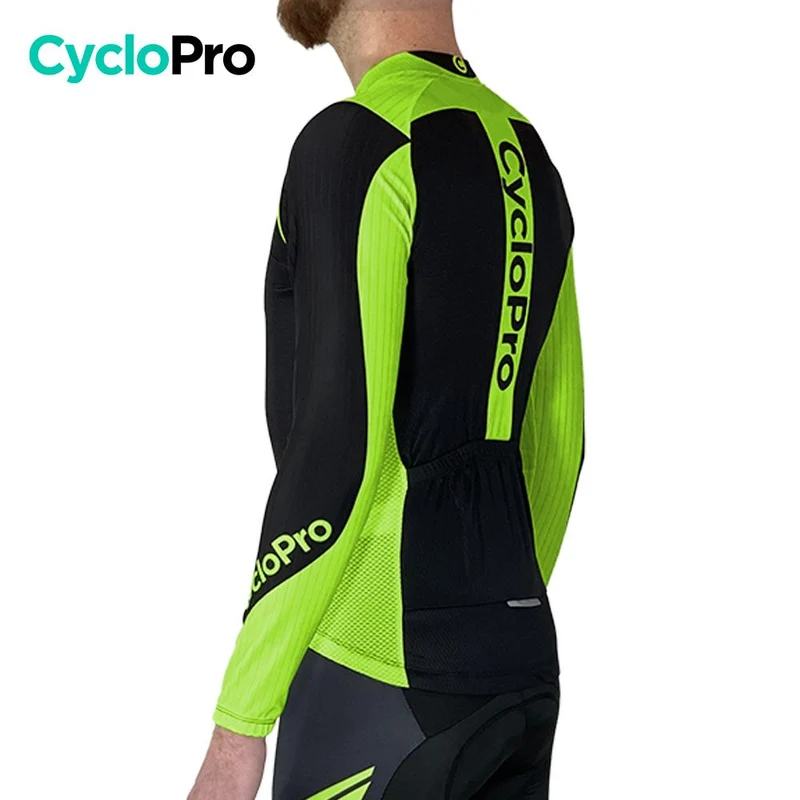 MAILLOT LONG DE CYCLISME VERT - HIVER - FLASH+