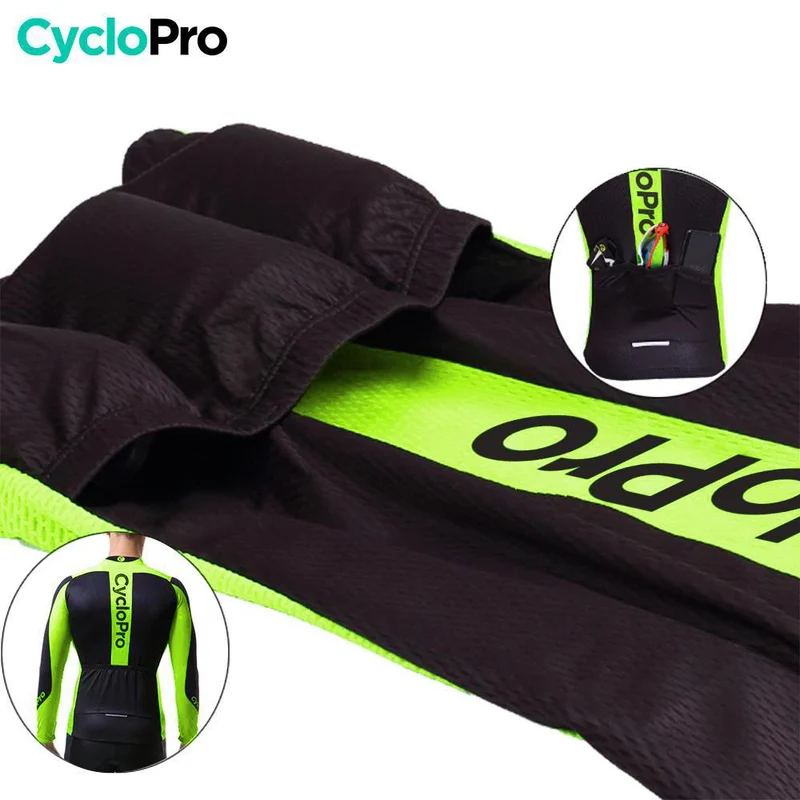 MAILLOT LONG DE CYCLISME VERT - HIVER - FLASH+