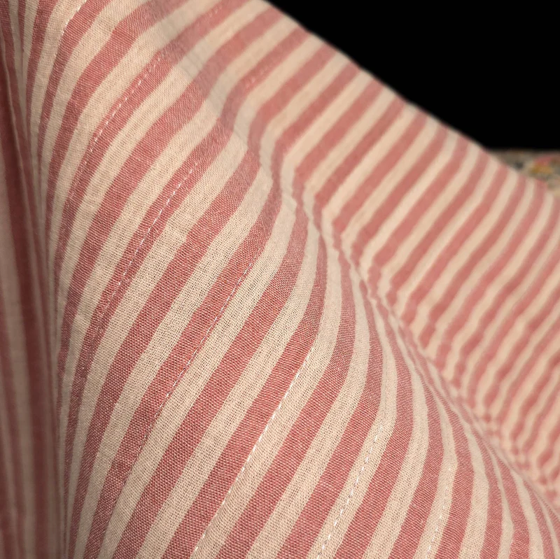 Double Gaze Matelassée Réversible | Fleurs vintage & rayures rose