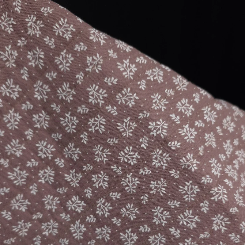 Double Gaze Matelassée réversible | Floral Châtaigne & Uni