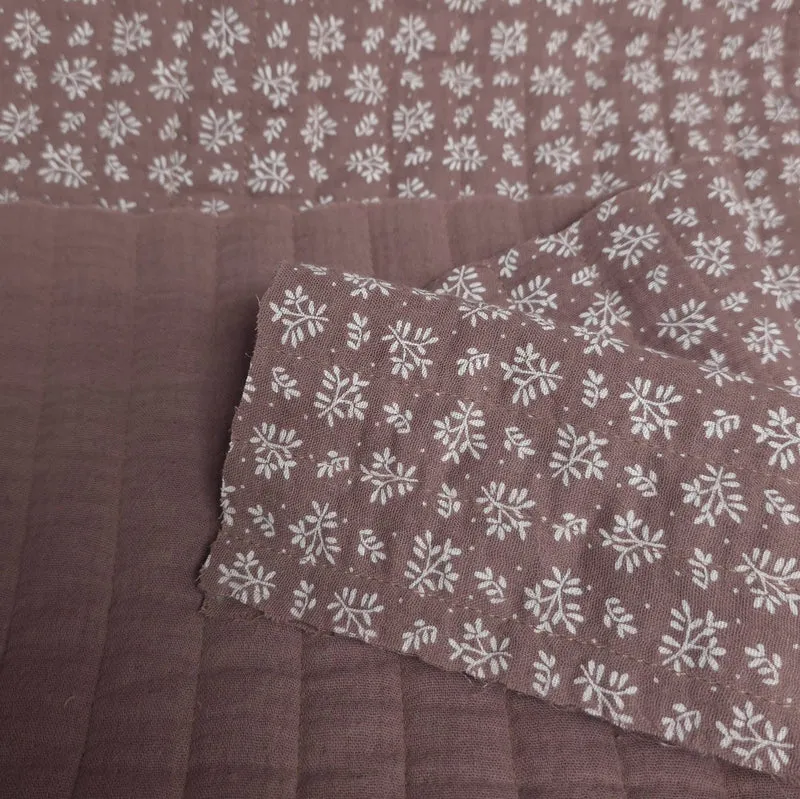 Double Gaze Matelassée réversible | Floral Châtaigne & Uni