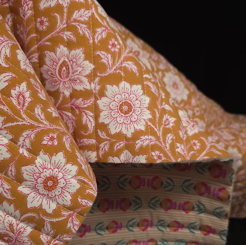 Coton matelassé réversible | Rayures bohèmes & floral