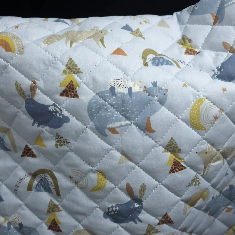 Coton matelassé réversible | Imprimé pierre bleu glacier