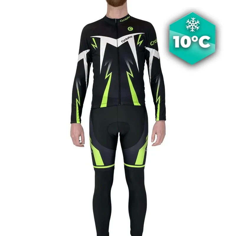 Tenue cycliste automne Noire et Verte - Confort+