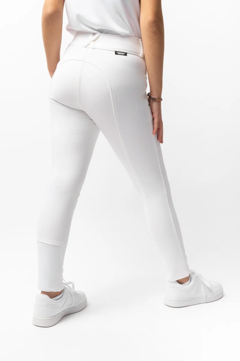 Grand Prix pantalon d’équitation enfant avec fond intégral en silicone Blanc 146-152
