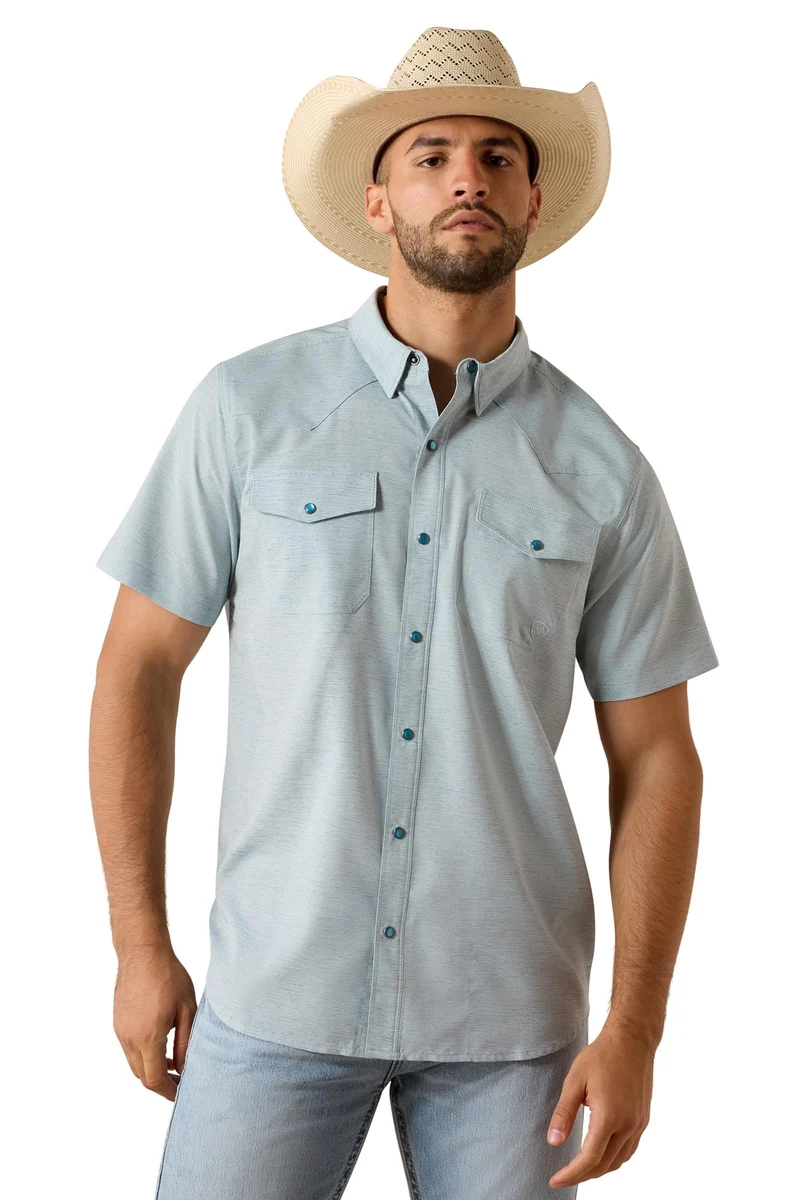 Homme VentTEK chemise western coupe ajustée Blue Heather L