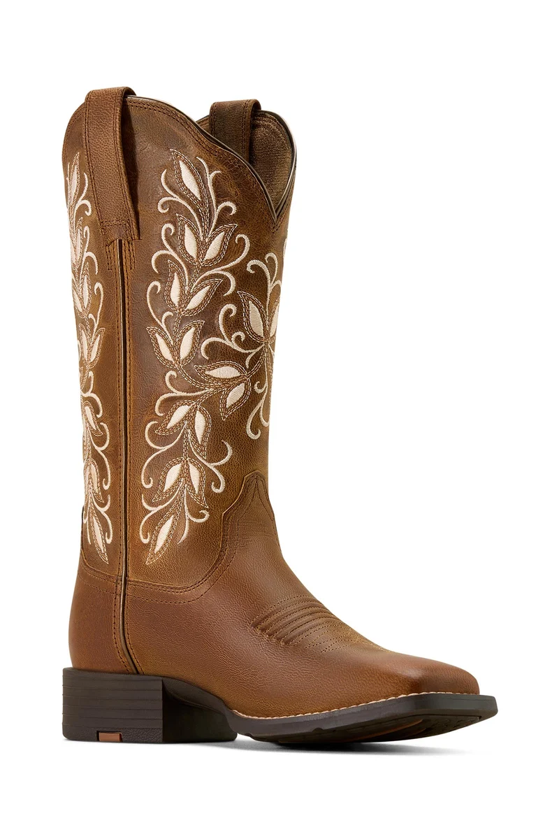 Bottes western Round Up Holly à bout carré large pour femme Pearl 41,5