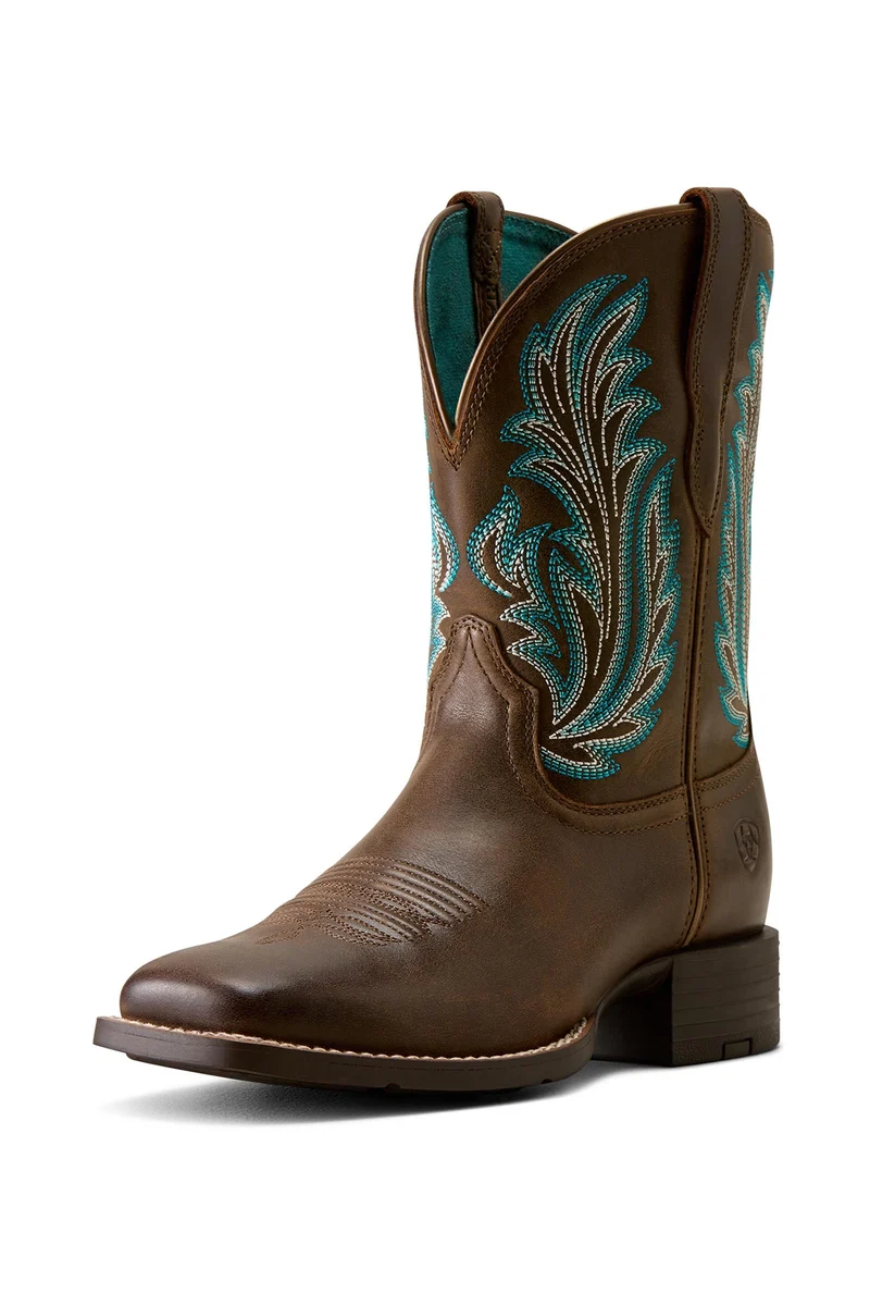 Femme Bottes western Round Up Filly à bout carré large Dark Cacao 40/B