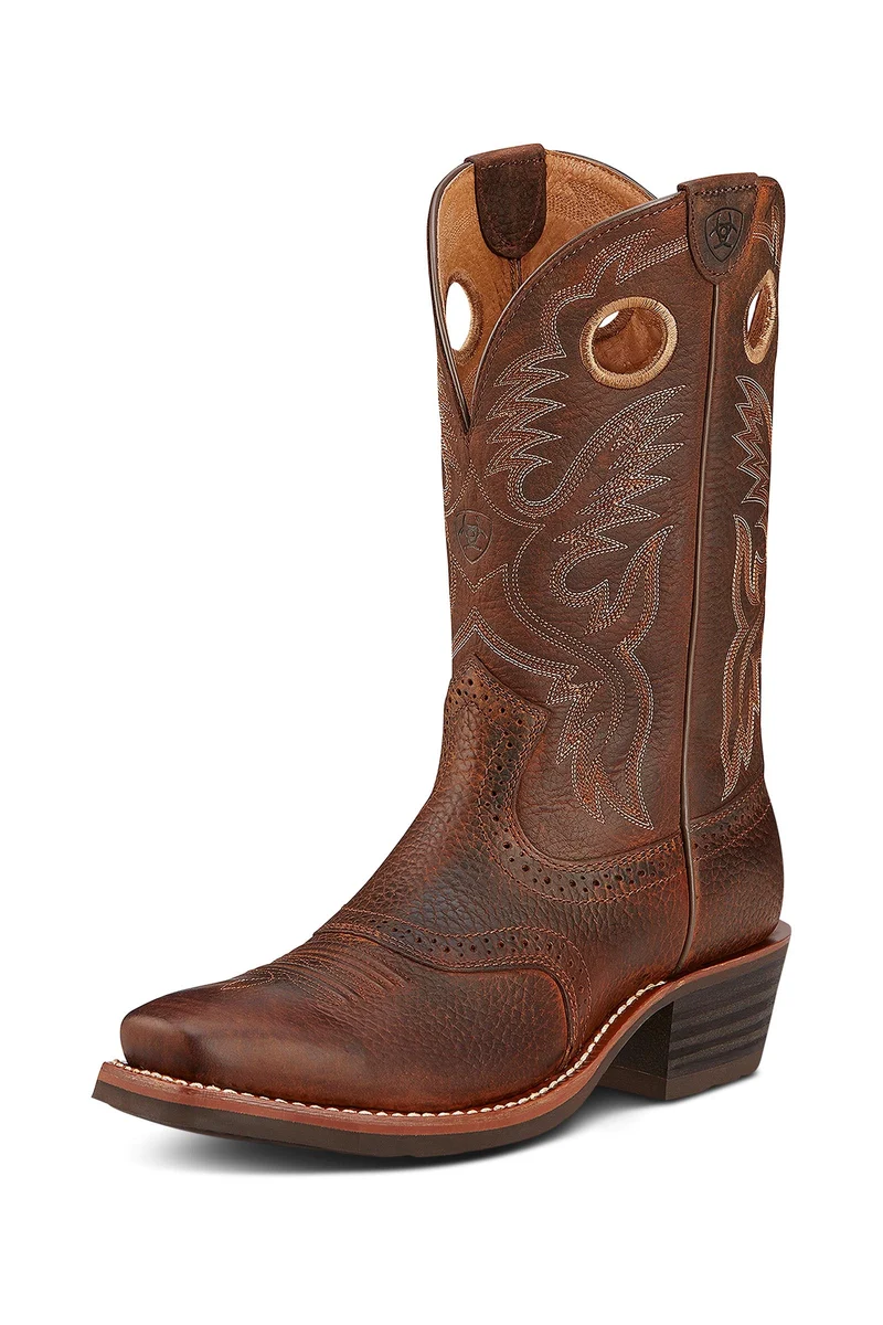 Homme Bottes western Heritage Roughstock à bout carré Brown Oiled Rowdy 42,5/D