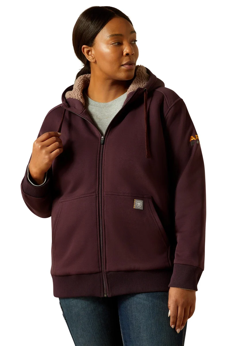 Rebar Sweat à capuche femme sherpa toutes saisons avec fermeture éclair Fudge XS