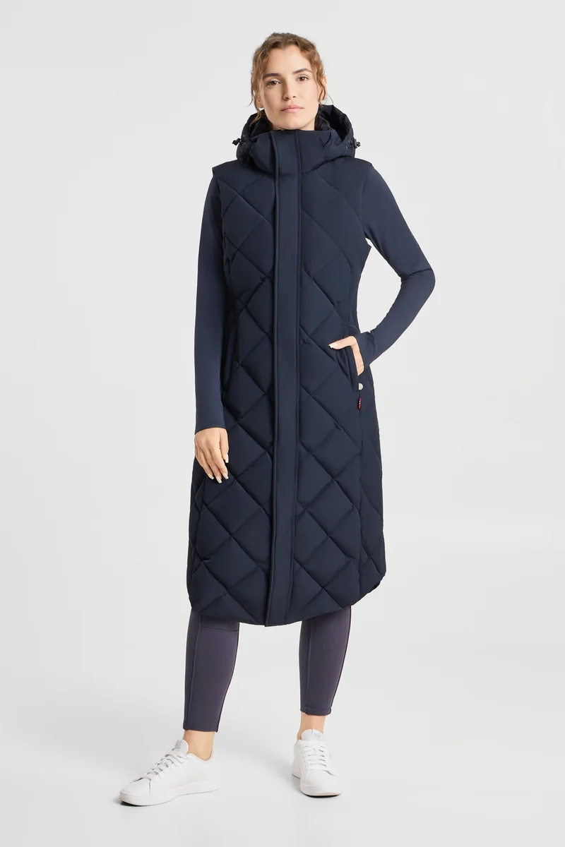 Gem Waxy long gilet matelassé femme Salute navy 38