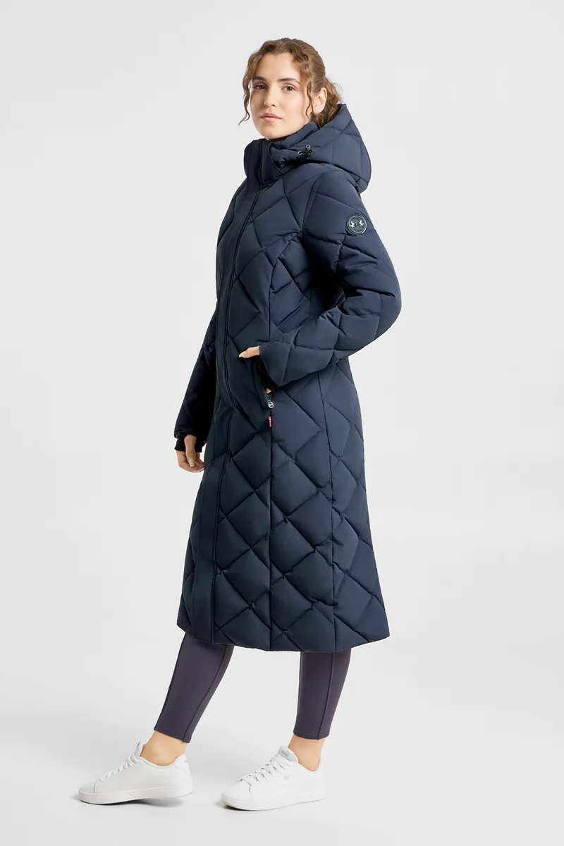 Gem Waxy long manteau matelassé femme Salute navy 32