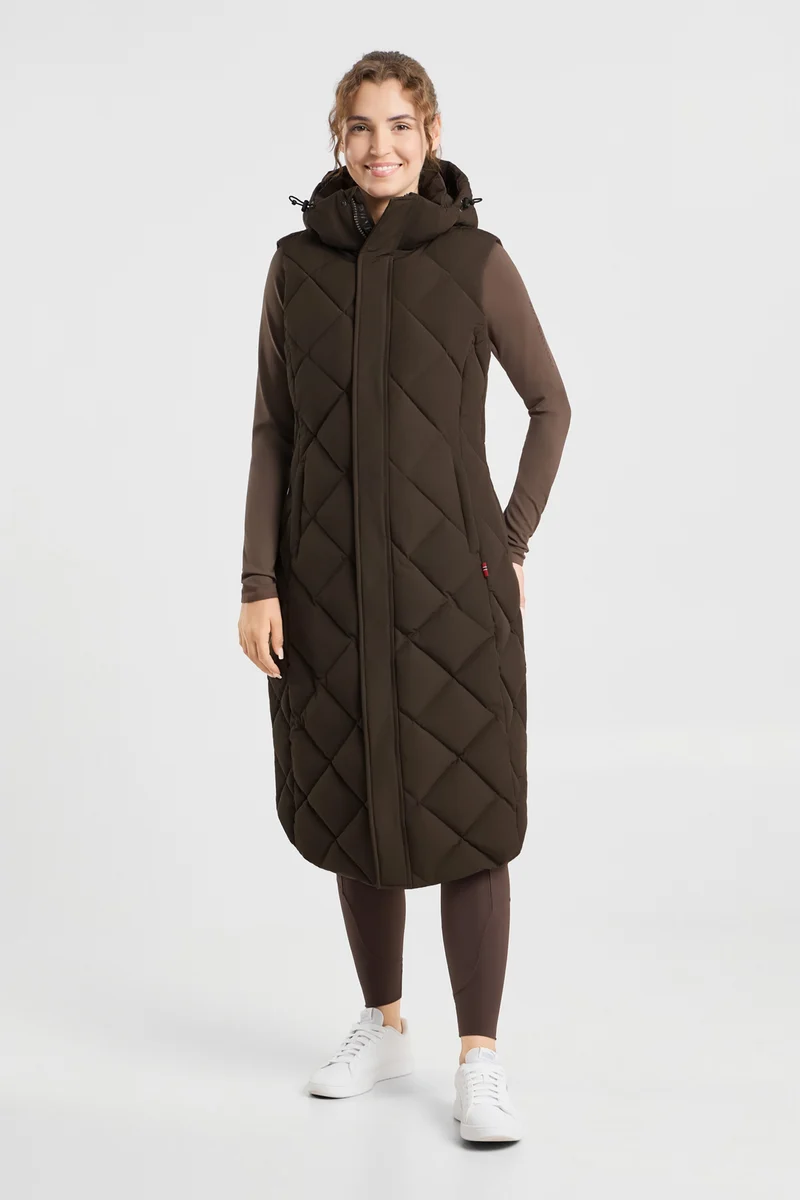Gem Waxy long gilet matelassé femme Turkish coffee 36