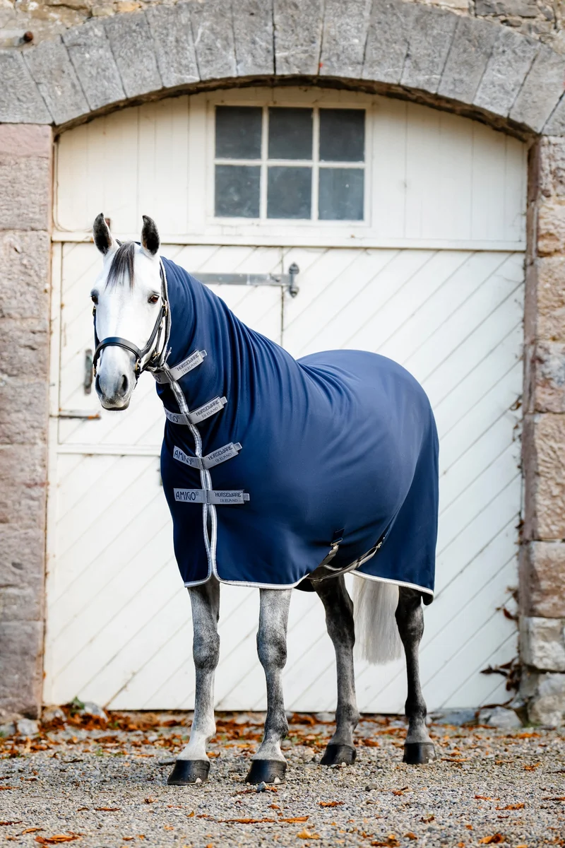 Amigo Jersey couverture séchante avec couvre-cou intégré Navy/Titanium Grey & Silver 125