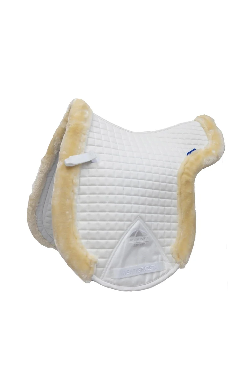 WeatherBeeta Prime Air-Tec Comfy Fleece Tapis de selle bordé de fausse fourrure White/Natural S