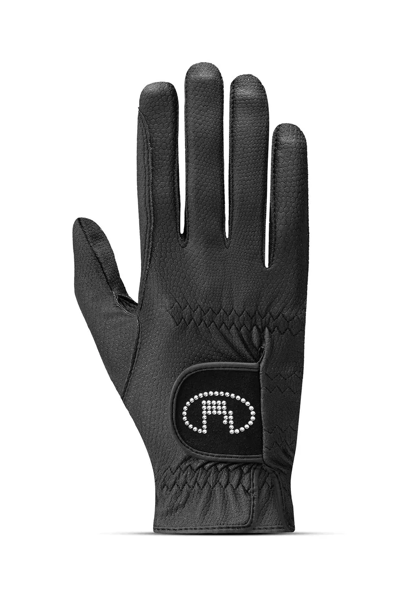 Lisboa Gants d'équitation Roeck-Grip Swarovski pour femme Black 9