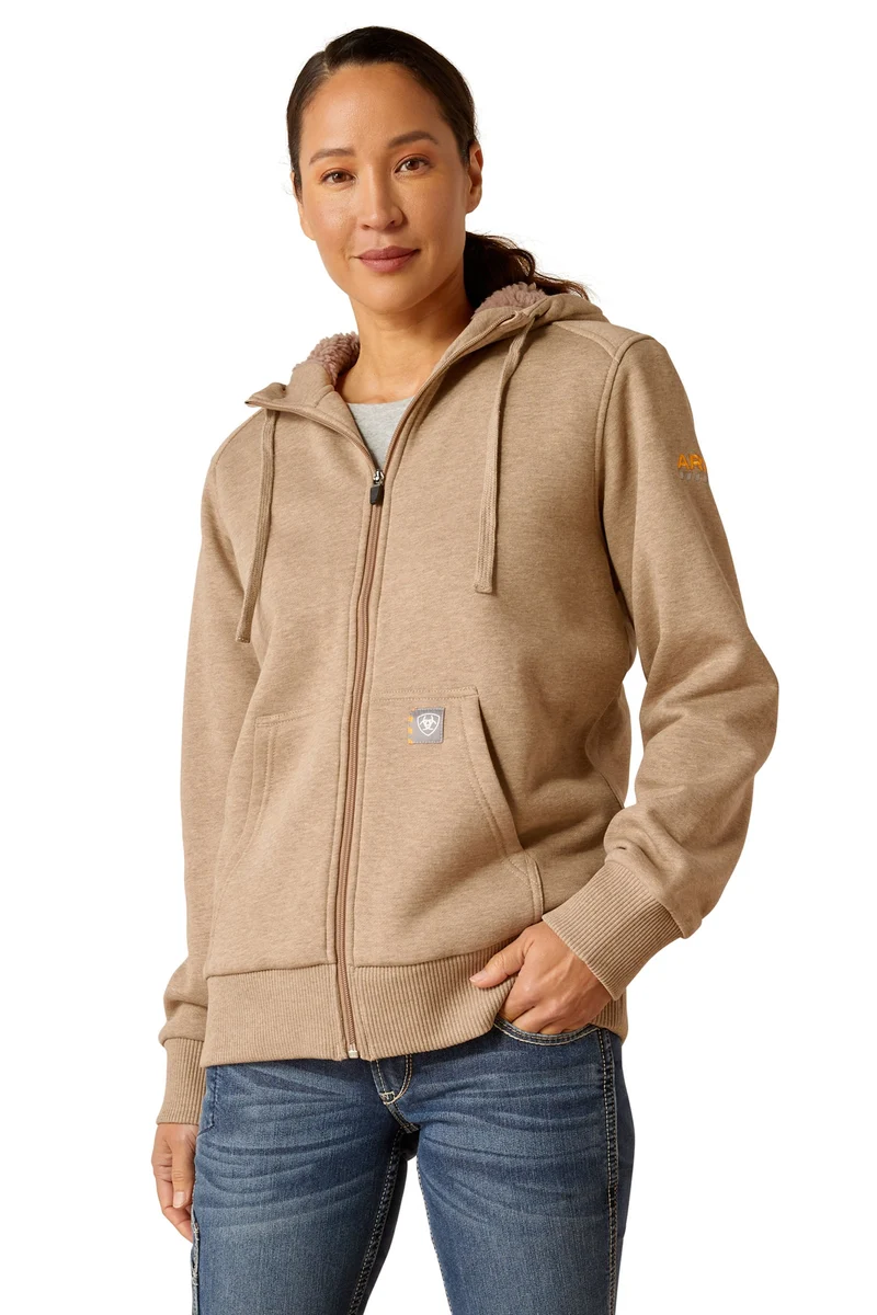 Rebar Sweat à capuche femme sherpa toutes saisons avec fermeture éclair Oatmeal Heather S