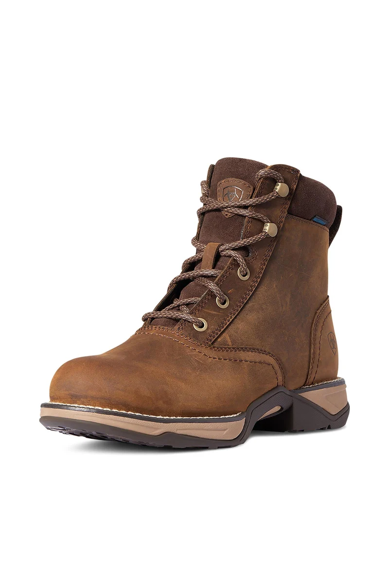 Anthem H2O Bottes imperméables femme à lacets et bout rond Distressed Brown 38,5