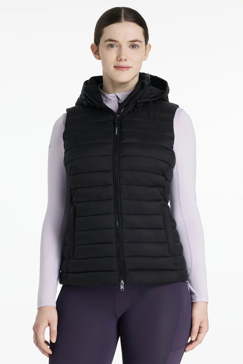 Rose gilet sans manches matelassé femme avec capuche Black 46
