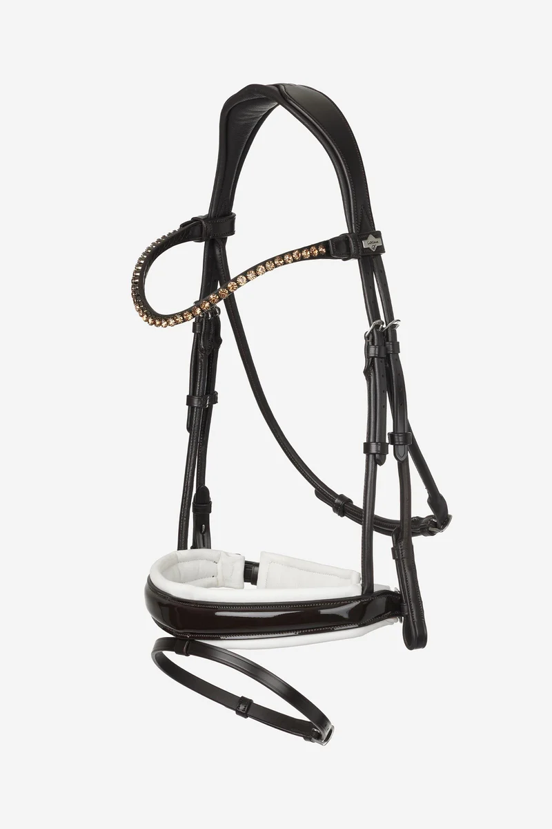 Kudos Bride de Dressage en Cuir Verni Brown/White F