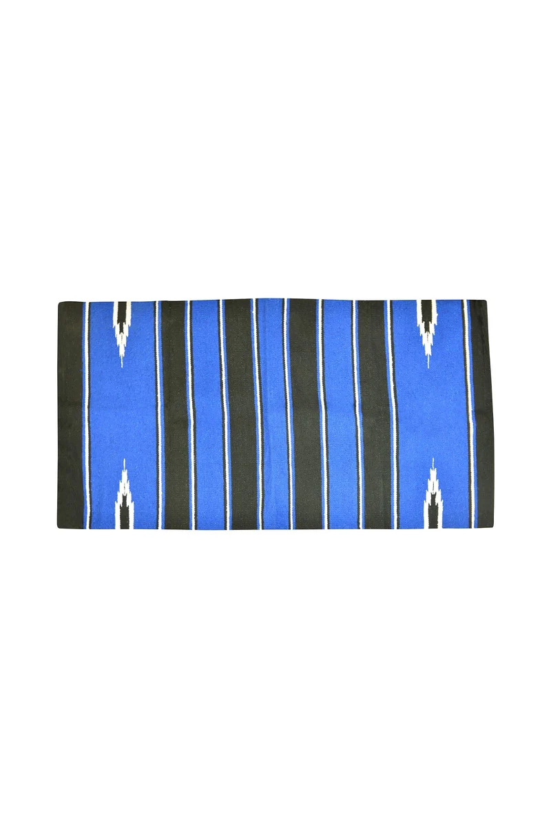 Tapis de selle Navajo coton/acrylique, grand Black/Royal Blue L