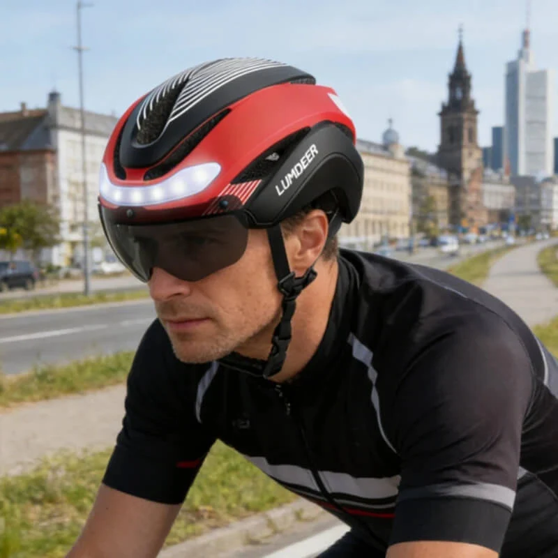 LumaGuard™ | Casque velo avec visière et éclairage avant et arrière pour une protection renforcée