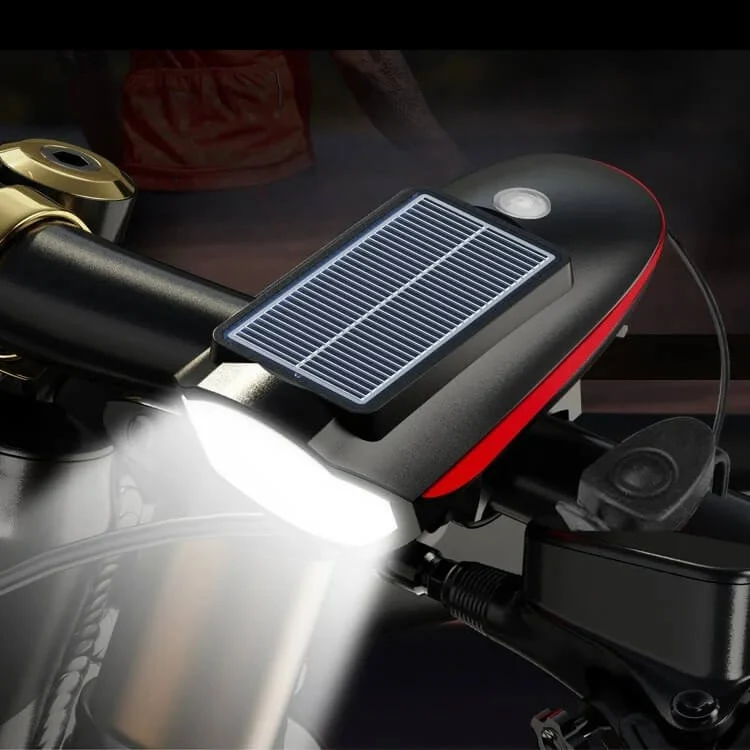 TwilightX™ | Eclairage velo solaire puissant avec klaxon pour une visibilité optimale et sécurité renforcée