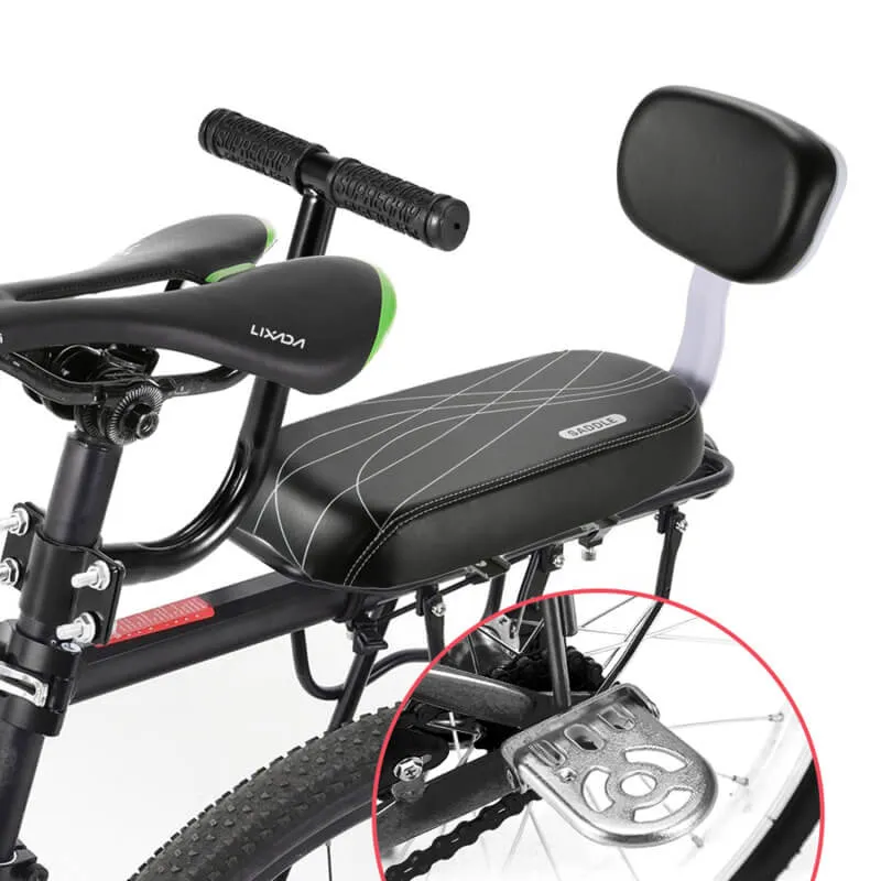 BackRestPlus™ | Siege enfant velo arrière avec dossier confortable et assise sécurisée