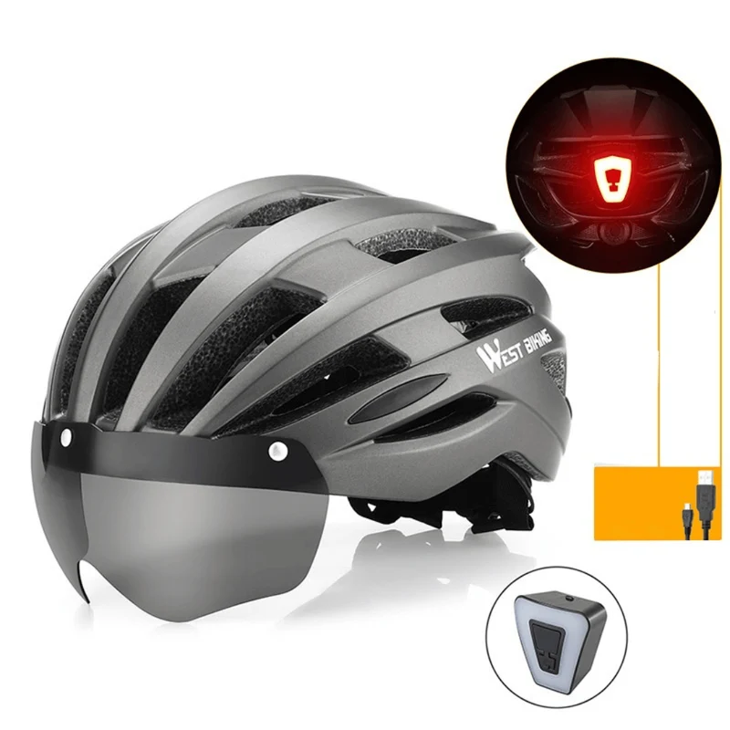 LightGuardHelmet™ | Casque velo avec visière magnétique et feu arrière intégré pour une protection complète
