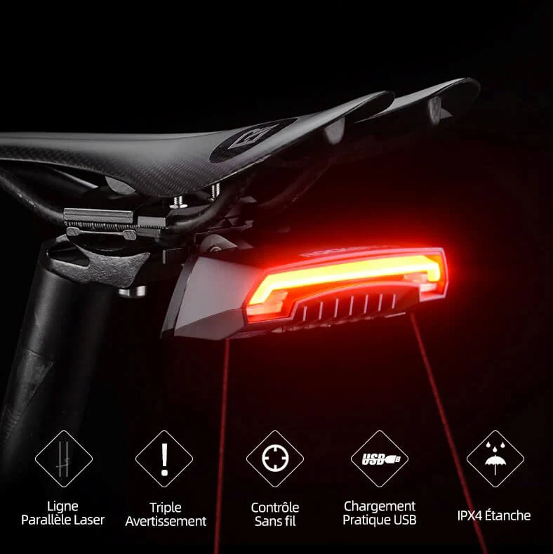 LaserLight™ | Feu arriere velo avec clignotants intégrés et freinage automatique