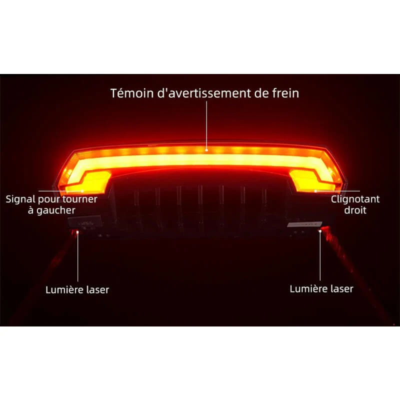 LaserLight™ | Feu arriere velo avec clignotants intégrés et freinage automatique