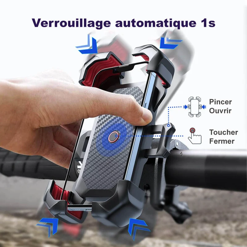 AutoHold™ | Support telephone velo à verrouillage automatique et rotation 360°