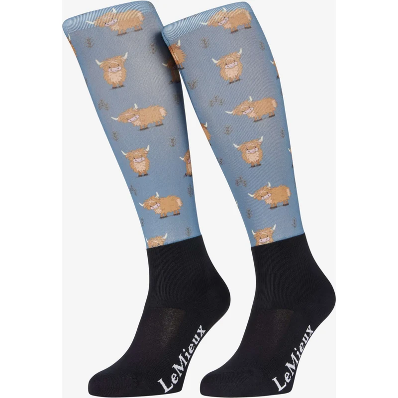 LeMieux Chaussettes d'Équitation Footsie Highland Cow/Aloe