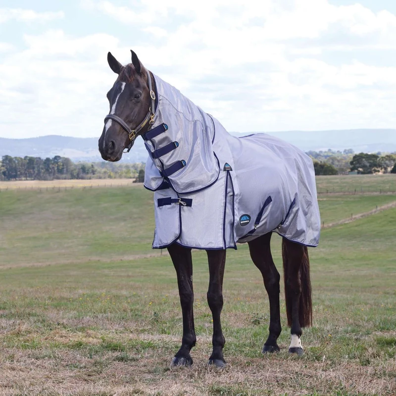 WeatherBeeta Couverture Anti-Mouches ComFiTec Hexi Combo Silver/Navy/White