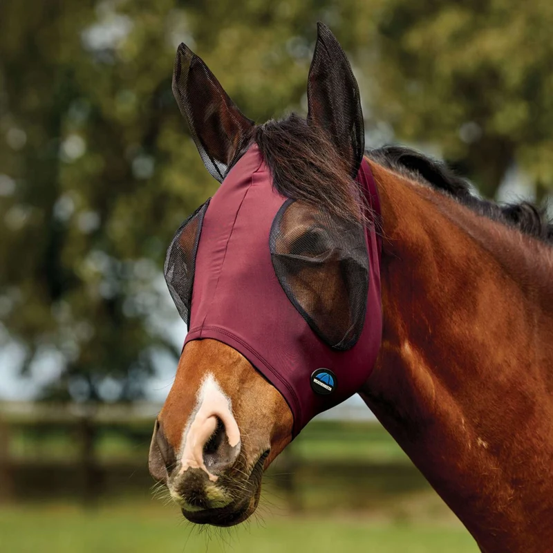WeatherBeeta Masque Anti-Mouches ComFiTec Deluxe Stretch avec Oreilles Bordeaux/Noir