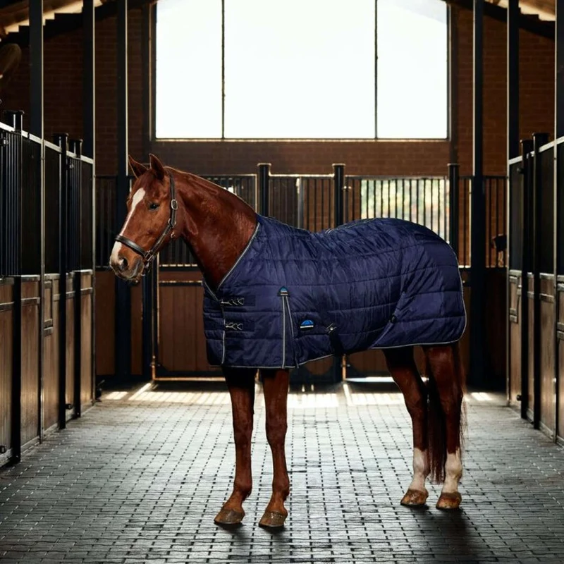 WeatherBeeta Couverture d'Écurie ComFiTec PP Channel Quilt Detach-A-Neck 220g Navy/Charcoal