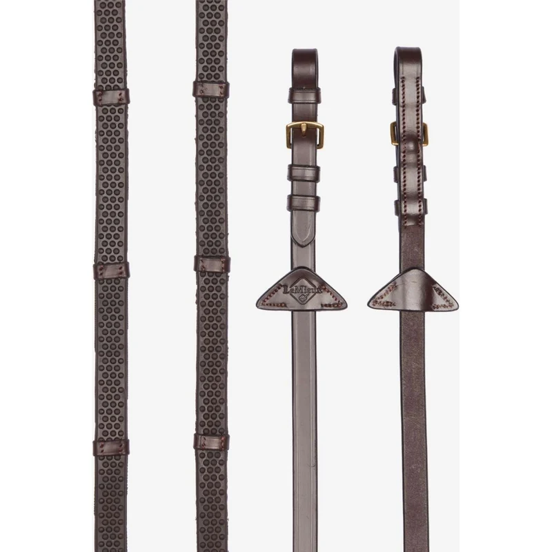 LeMieux Rênes Soft Rubber with Stoppers Havana/Brass