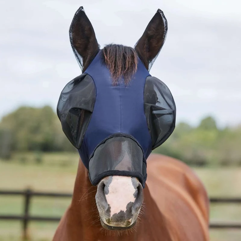 WeatherBeeta Masque Anti-Mouches ComFiTec Luxe Bug Eye Saver avec Oreilles et Nez Marin/Noir