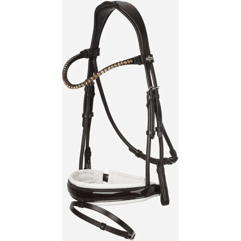 LeMieux Bride Kudos Patent Dressage Marron/Blanc