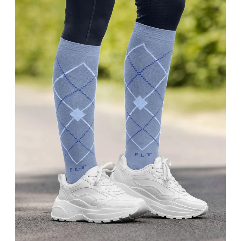 ELT Chaussettes d'Équitation Argyle Blue Grey