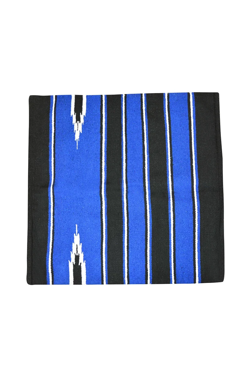 Tapis de selle Navajo coton/acrylique, petit Black/Royal Blue S