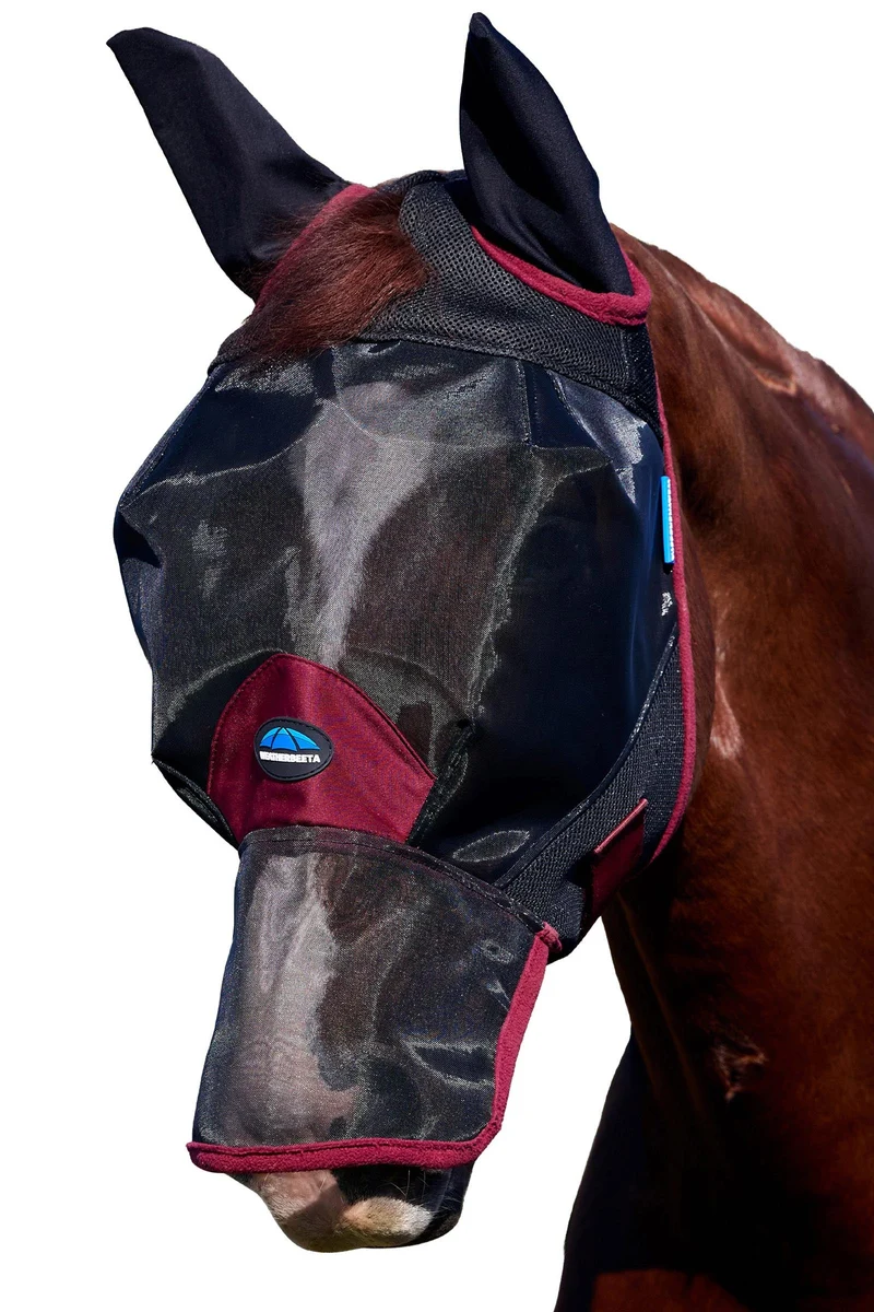 Comfitec Fine Mesh Masque anti-mouches avec oreilles et nez Black/Burgundy M